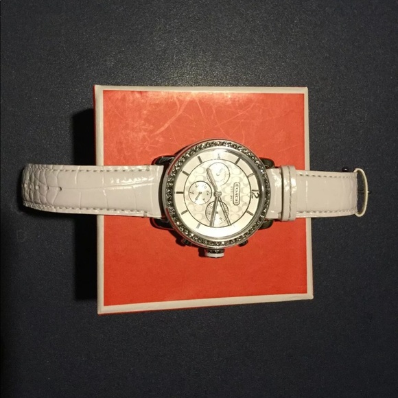 Coach Legacy Chronograph White Leather Watch - Picture 1 of 3